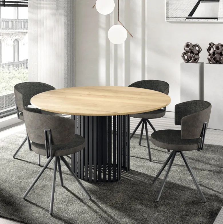 Adagio Chaise moderne pivotante en tissu et pieds métal