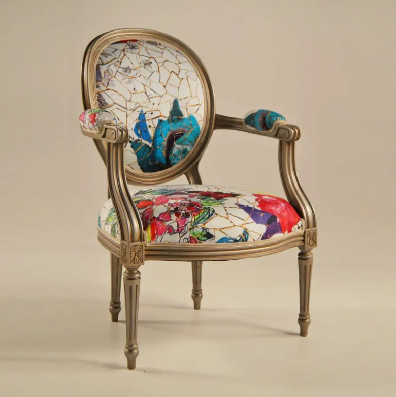 Adrien Fauteuil Louis XVI médaillon revisité fabrication française