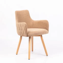 Anders diamant Fauteuil en tissu dos matelassé et pieds en bois