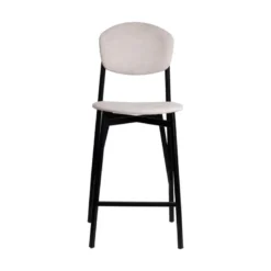 Artémis Carrier® Tabouret snack design français assise et dossier en tissu dos en bois et pieds en métal