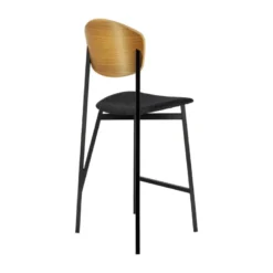 Artémis Carrier® Tabouret snack design français assise en tissu dossier bois et pieds en métal