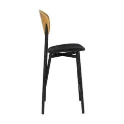 Artémis Carrier® Tabouret snack design français assise en tissu dossier bois et pieds en métal