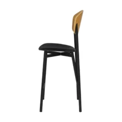 Artémis Carrier® Tabouret snack design français assise en tissu dossier bois et pieds en métal