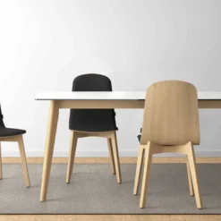 Atlas Table scandinave extensible en céramique avec pieds en bois