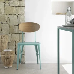 Austin Chaise en métal industriel dossier bois