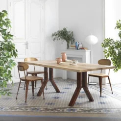 Austin Chaise industrielle vintage en bois et métal