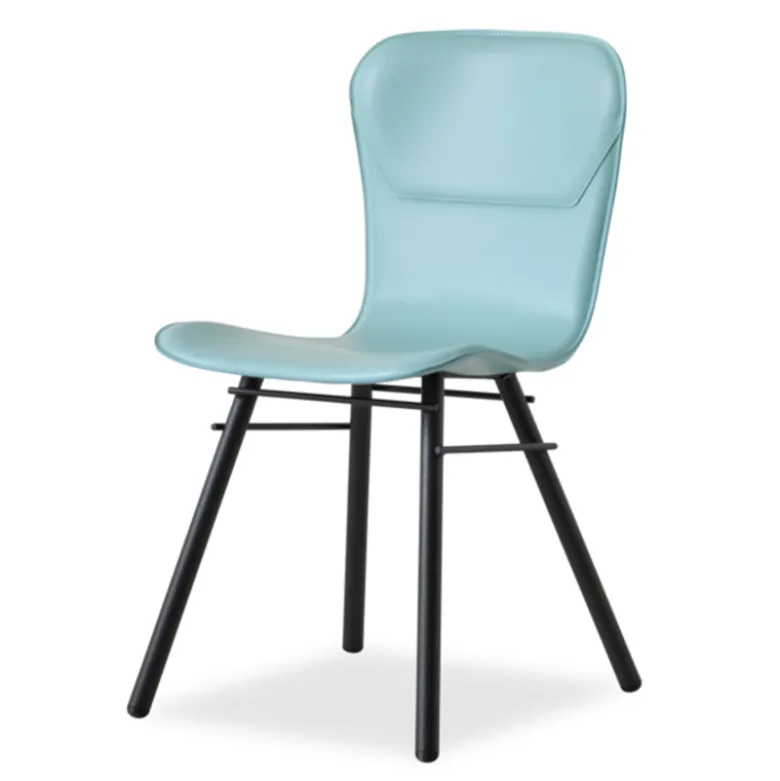 Avenue Chaise rétro design en croûte de cuir et métal