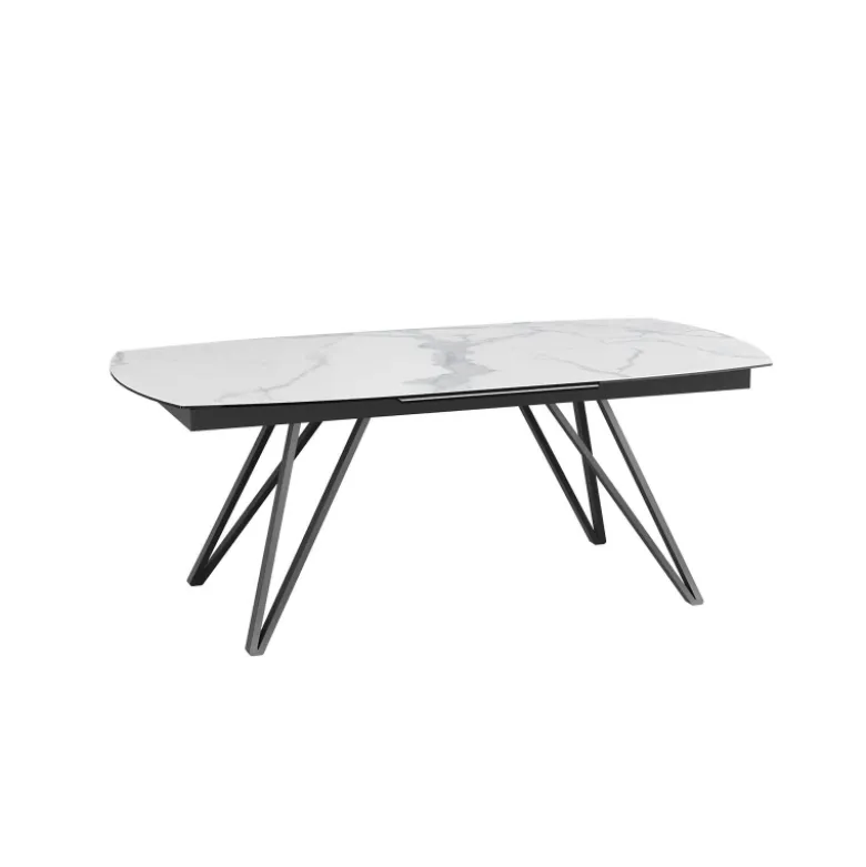 BabyloneTable en céramique extensible avec pieds design en métal noir