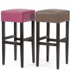 BarMax Tabouret de bar sans dossier en synthétique et bois