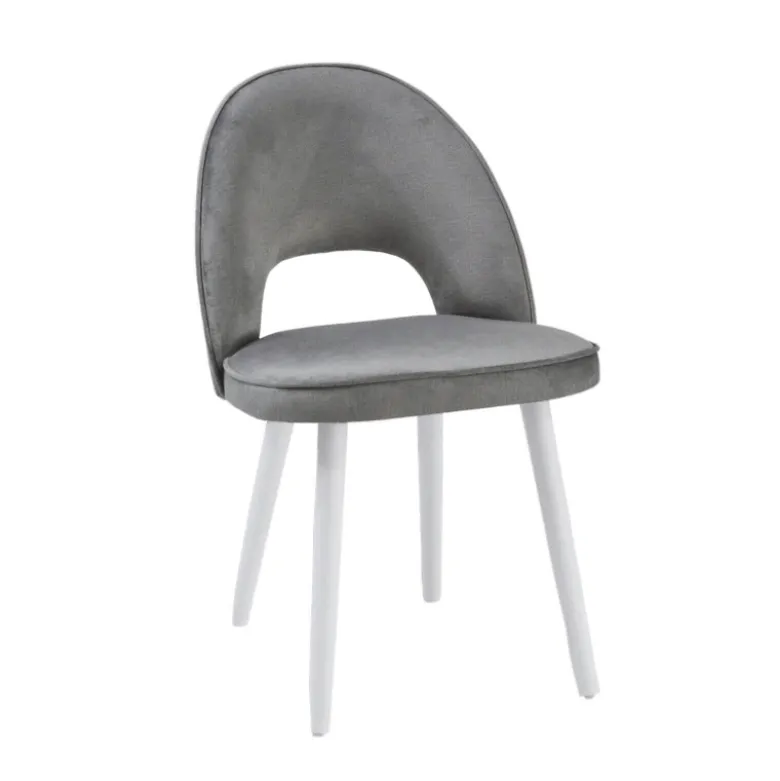 Bistrot Chaise cosy avec dossier ajouré en tissu et pieds bois