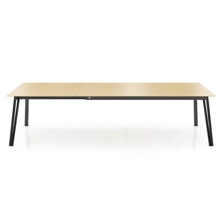 Brest Mobitec® Table en bois massif extensible avec pieds en métal forme épingle