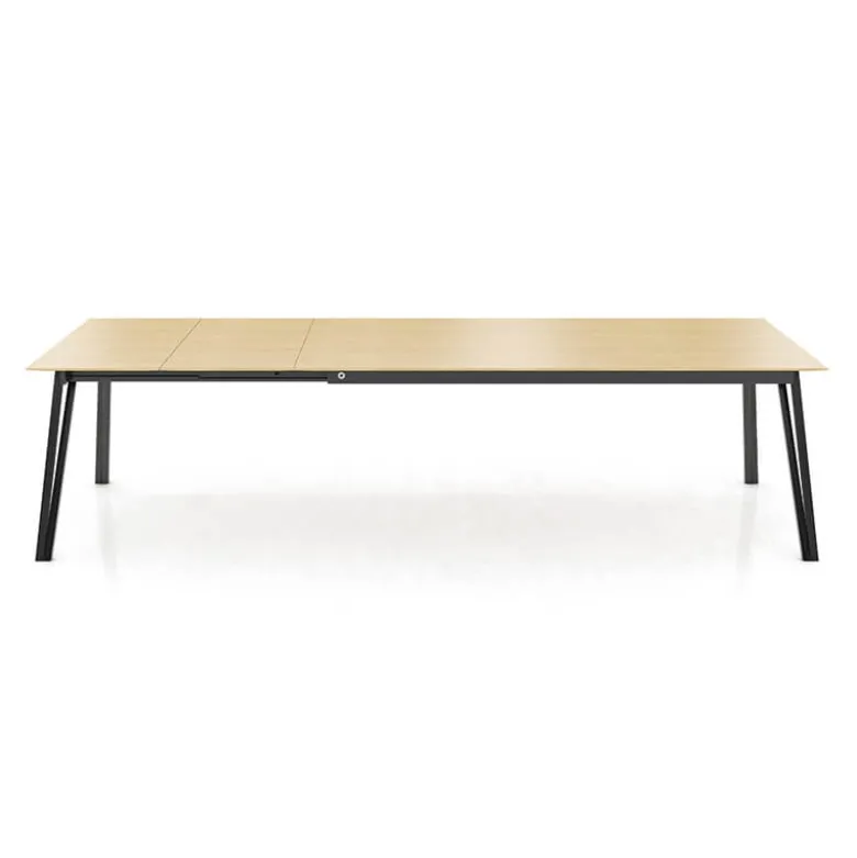 Brest Mobitec® Table en bois massif extensible avec pieds en métal forme épingle