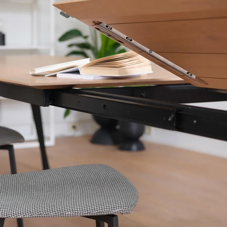 Brest Mobitec® Table en bois massif extensible avec pieds en métal forme épingle