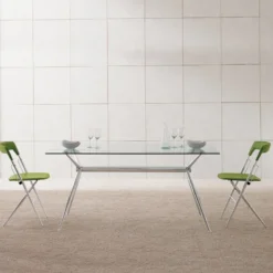 Brioso Midj® Table en verre design avec pieds en X métalliques