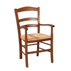 Brocéliande Fauteuil en bois rustique et paille