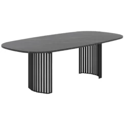 Canvas Grande table design rectangulaire aux bords arrondis avec pieds ajourés
