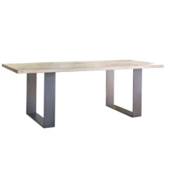 Carte Table rectangulaire industrielle extensible en chêne massif pieds traineau