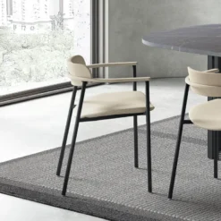 Cassis Fauteuil moderne en tissu avec accoudoirs et pieds en métal