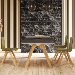 Chevron Table de designer en céramique et bois