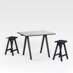 Chevron Table haute de designer en céramique et bois