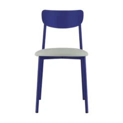 Colette Carrier® Chaise française en métal avec assise en simili rembourrée