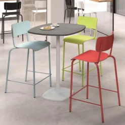 Collège Tabouret snack vintage avec dossier en bois et métal