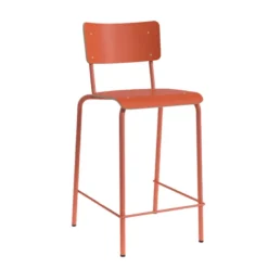Collège Tabouret snack vintage avec dossier en bois et métal