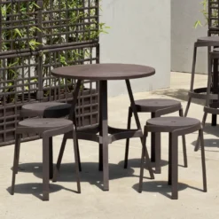 Combo Table de jardin ronde recyclée
