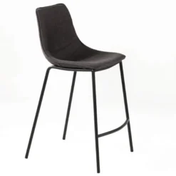 CoqueTabouret snack coque en tissu gris et pieds en métal noir
