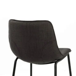 CoqueTabouret snack coque en tissu gris et pieds en métal noir