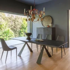 Delta Table design italienne extensible en mélaminé et pieds en X