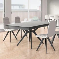 Eiffel Central Table moderne en céramique avec pied central et allonge