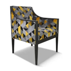 Ethan Fauteuil Art déco en bois et en tissu fabriqué en France