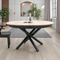 Fahrenheit Table ronde extensible design en mélaminé et pied mikado