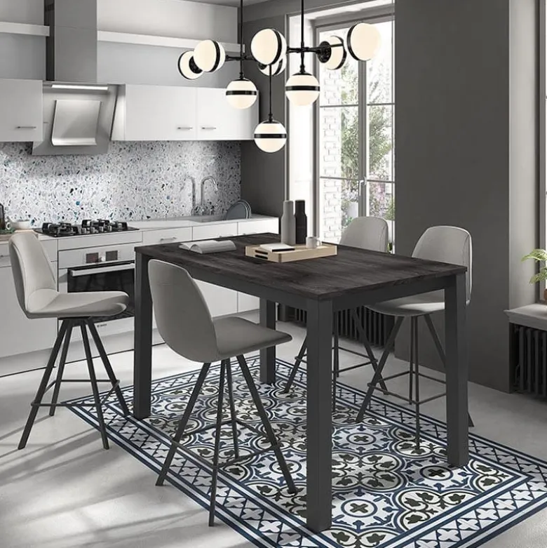 Girona Tabouret pivotant avec dossier hauteur snack en tissu