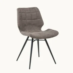 IberisChaise design rembourrée inspiration vintage avec pieds en métal noir