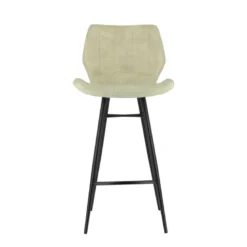 ImpiaTabouret design coque matelassée en velours et pieds en métal noir