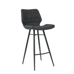 ImpiaTabouret design coque matelassée patinée et pieds en métal noir