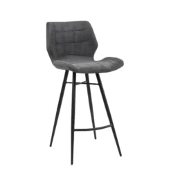 ImpiaTabouret design coque matelassée en tissu et pieds en métal noir