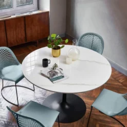 Infinity Midj® Table pied central design en céramique et métal