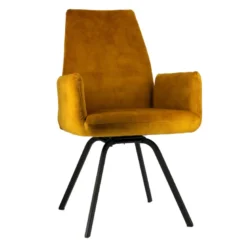 Jules Fauteuilconfortable en tissu avec dossier inclinable et pieds en métal