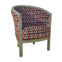 Julien Fauteuil tonneau pour salon fabrication française en tissu et bois massif