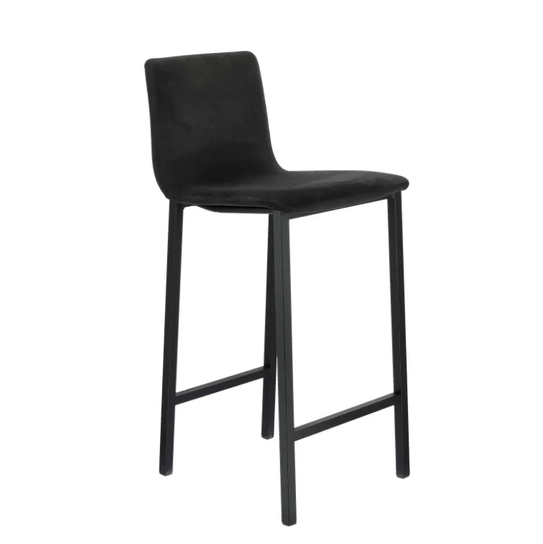 Koko Mobliberica® Tabouret snack en tissu dossier bas avec pieds en métal
