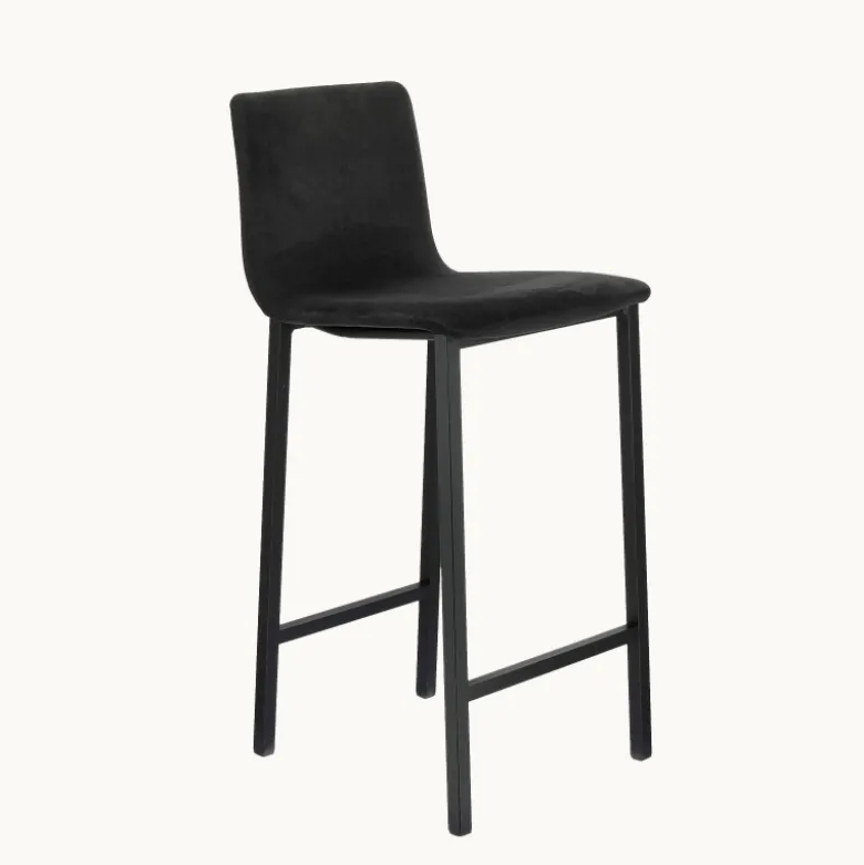 Koko Mobliberica® Tabouret snack en tissu dossier bas avec pieds en métal
