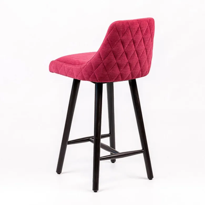 Lars diamant Tabouret snack matelassé en tissu et pieds en bois