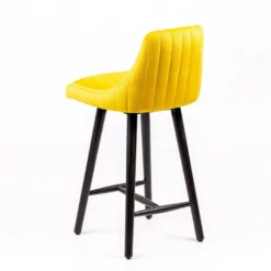 Lars line Tabouret snack tissu dossier matelassé pieds bois