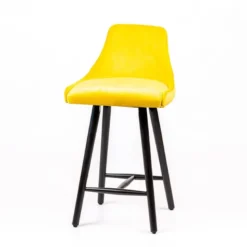 Lars line Tabouret snack tissu dossier matelassé pieds bois