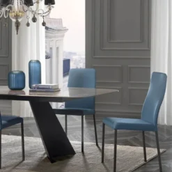 Laura Chaise de salle à manger italienne en tissu bicolore