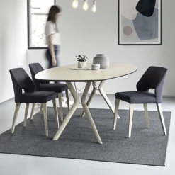 Lena Mobitec® Chaise ajourée en tissu et pieds bois style moderne
