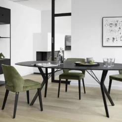 Lena Mobitec® Chaise ajourée en tissu et pieds bois style moderne